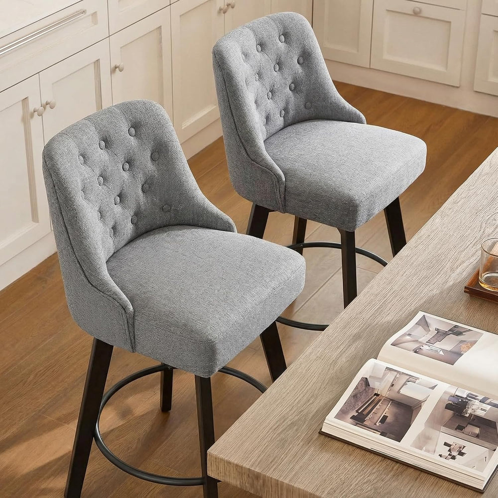 KISLOT Swivel Barstools, 26" Counter Height,2-Pack,Gray
