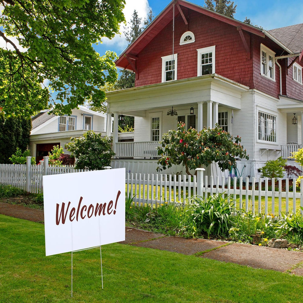 Kigley 60 Pack Blank Yard Signs with Stakes Plastic Lawn Sign, White