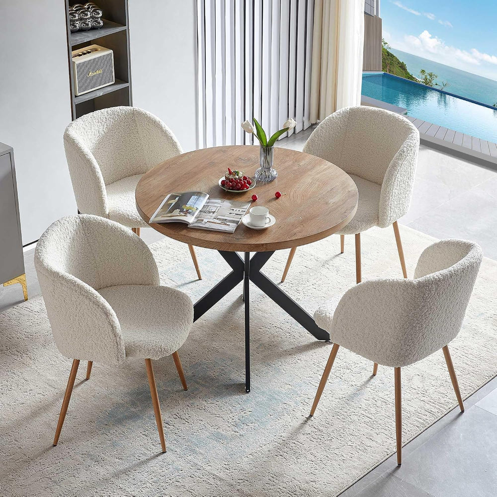 NORDICANA 5 Piece Dining Table and Chair Set, 37-Inch Engineered Wood Round T...