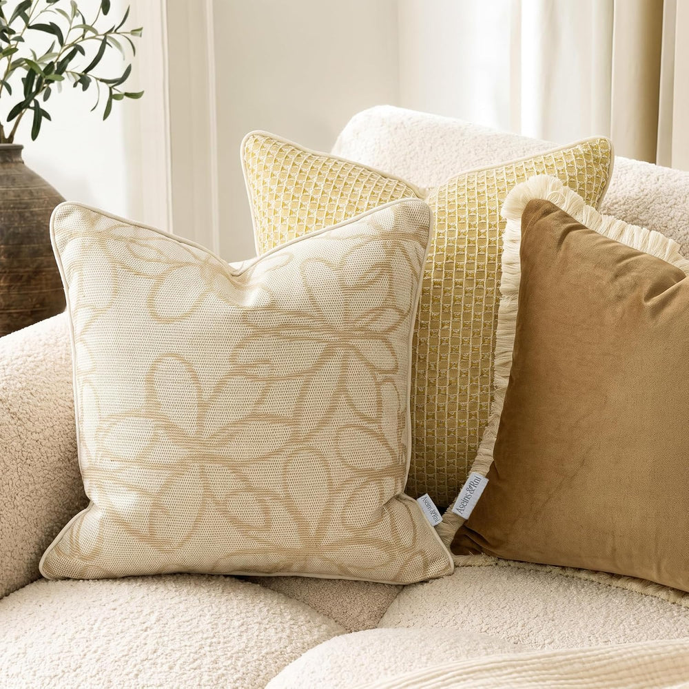 Beige Decorative Throw Pillow Covers 18"x18"