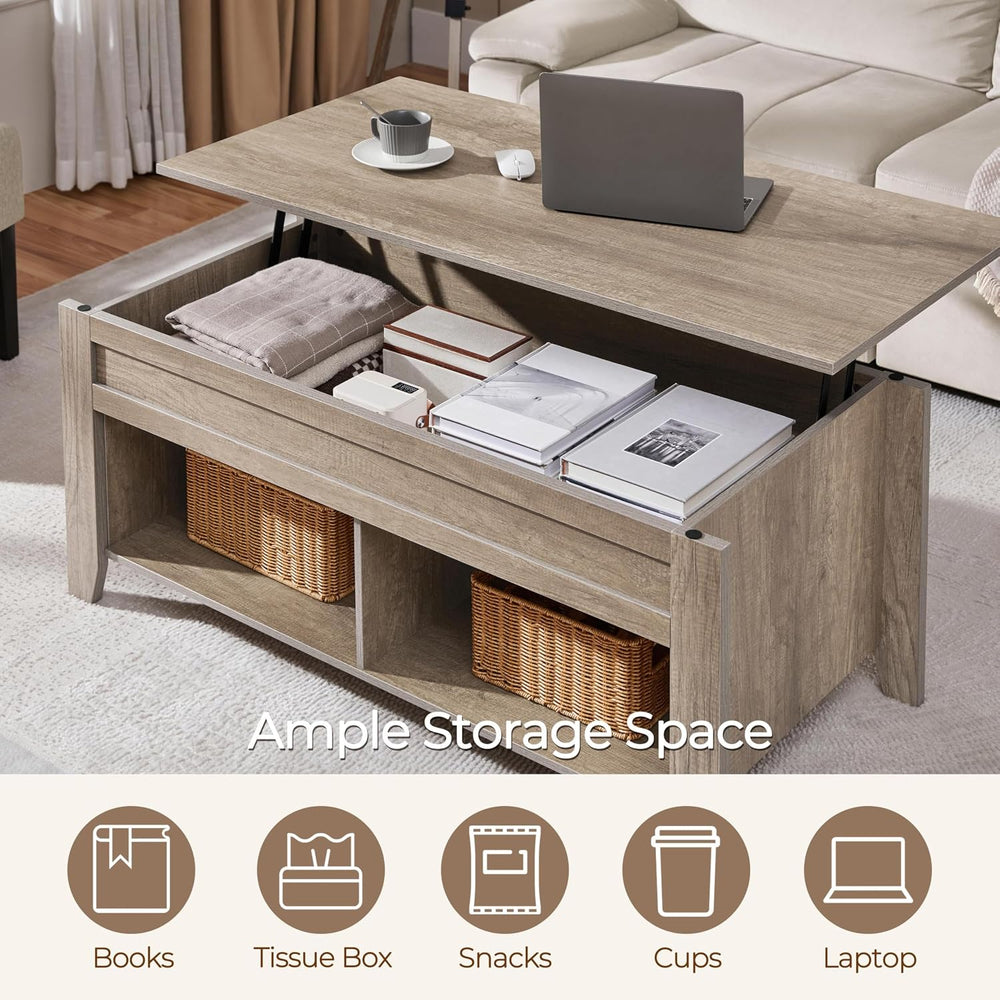 Yaheetech 39.5" Lift Top Coffee Table with Storage Shelf, Gray