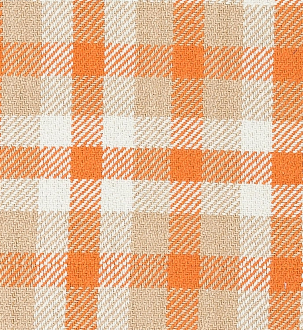 Dunmore Plaid Pumpkin Orange 100% Cotton Handwoven Accent Throw Blanket
