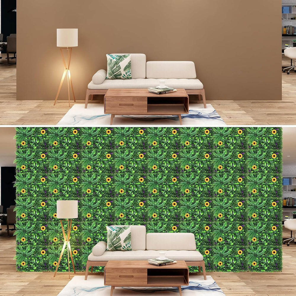 MOOACE 6 Pack Artificial Grass Wall Panel, Faux Greenery Backdrop