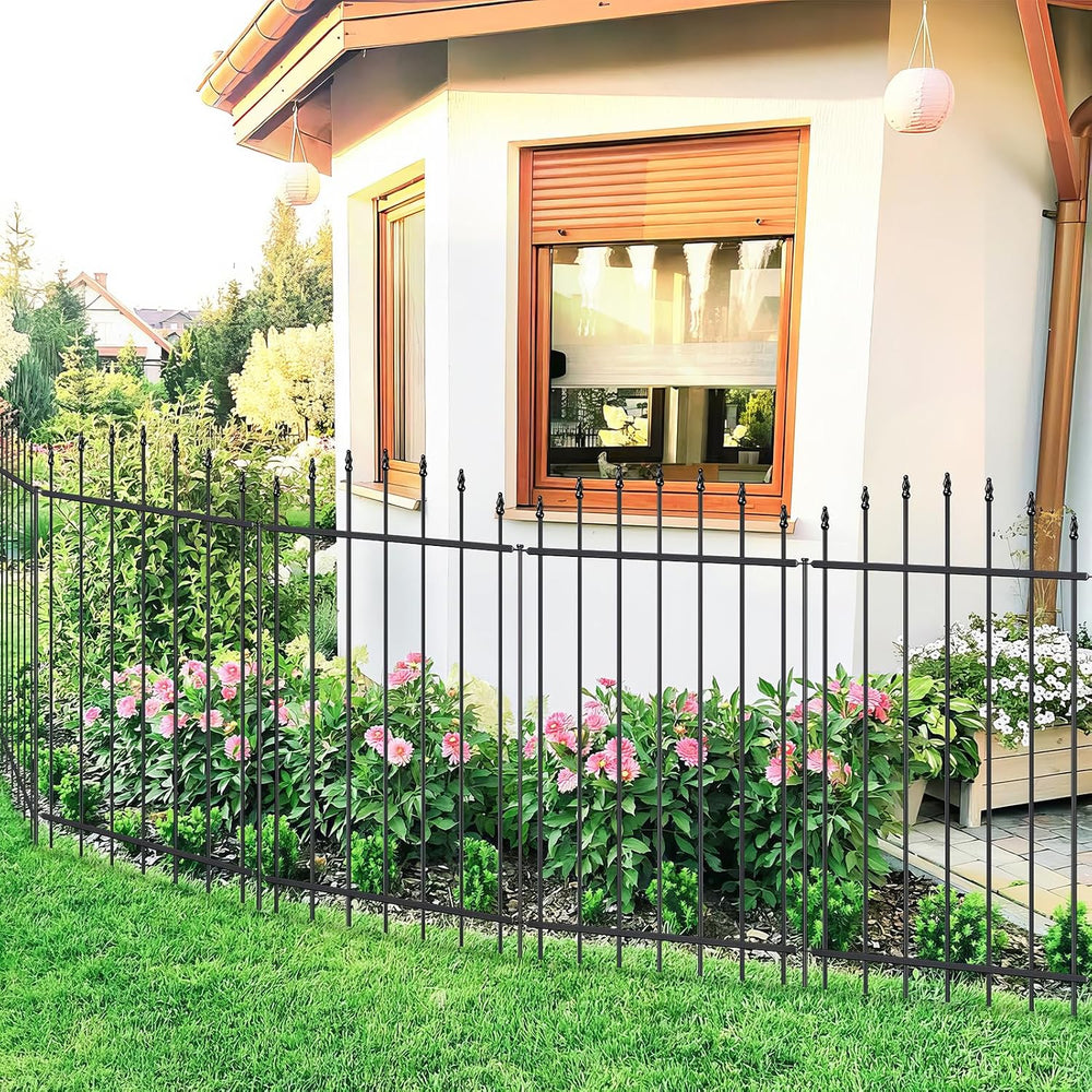 42” x 12’ No-Dig Metal Garden Fence with Stakes, Panels Fencing for Dogs