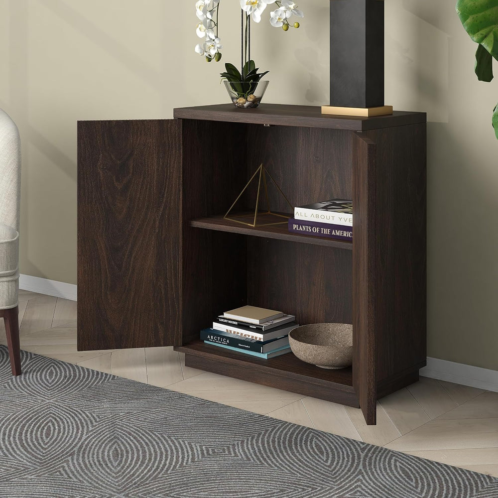 Henn&Hart 28" Fluted Accent Cabinet, Sideboard Buffet, Rich Brown