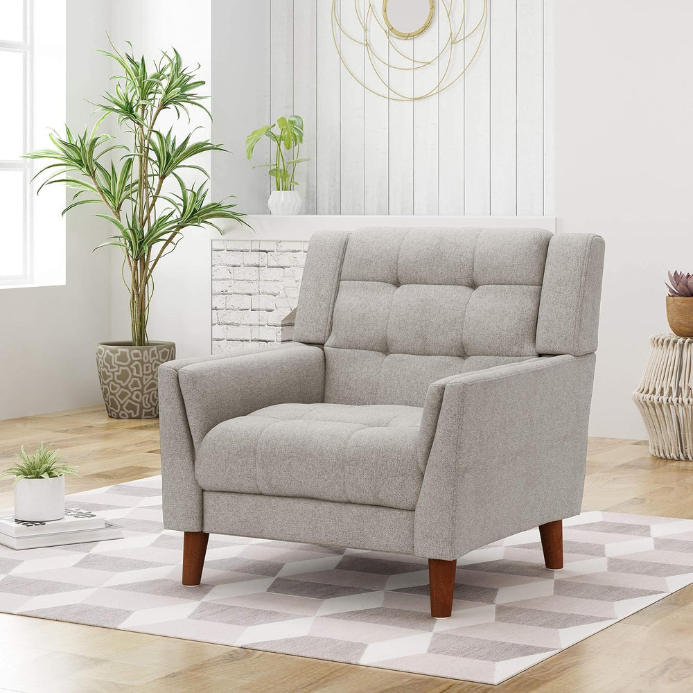 Christopher Knight Home Evelyn Mid Century Modern Fabric Arm Chair, Beige &am...