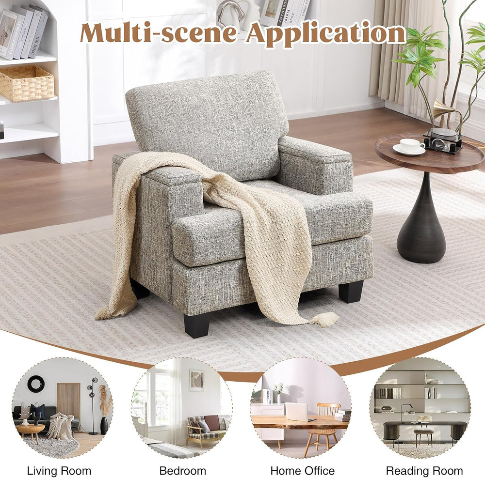Accent Chairs Set of 2 with Armrest Storage, Fabric Upholstered Reading Livin...