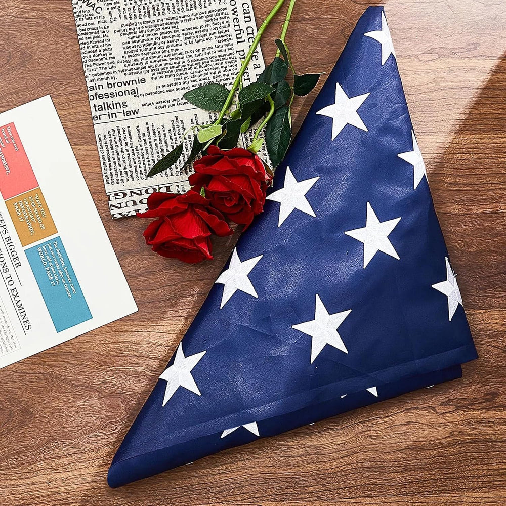 Mindsoft 1 Pcs 5 x 9.5 ft Folded Memorial American Flag