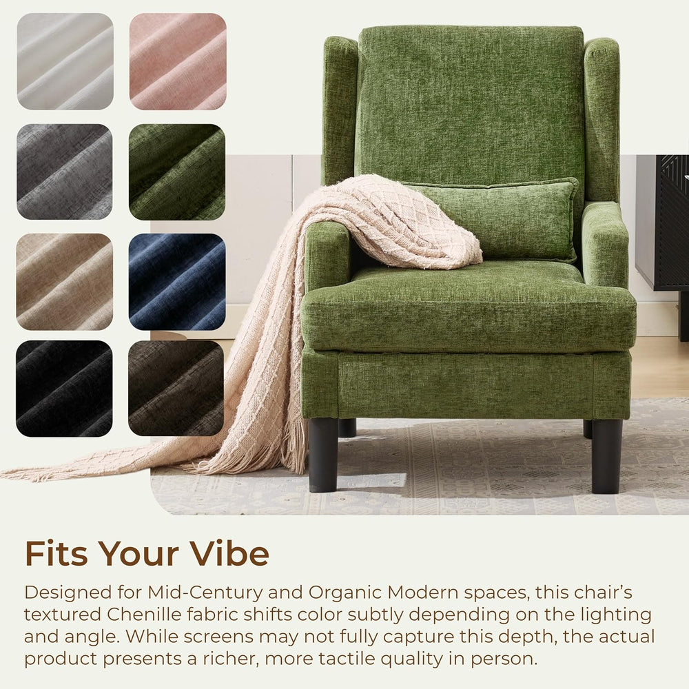 Garvee Wingback Accent Chair for Living Room, Mid-Century Modern Reading Chai...