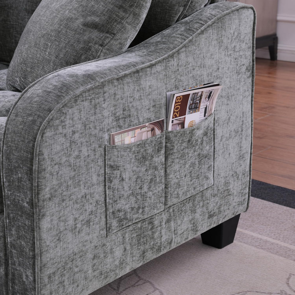 ERYE Chenille Tufted Loveseat Sofa and Ottoman Set