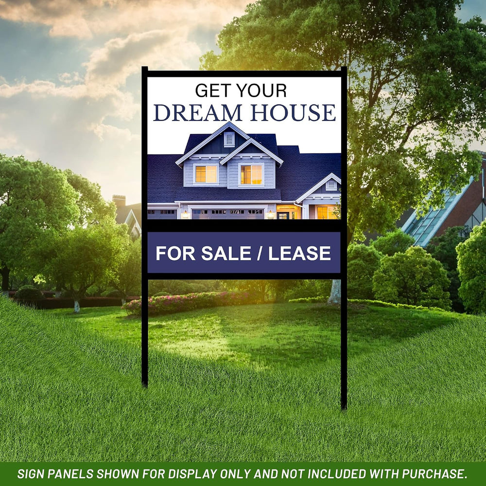 Real Estate Metal H-Frame Yard Sign with Rider, 18 x 24 in, Black, 1 Pack
