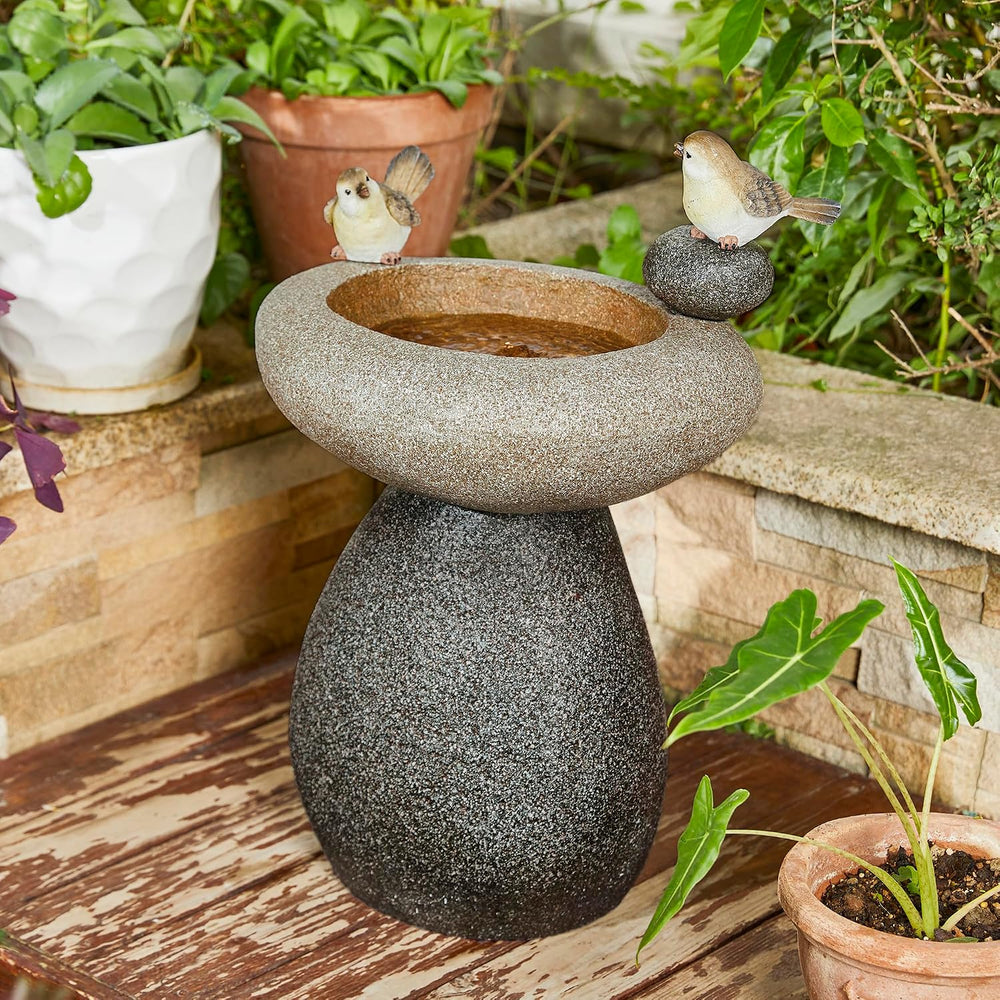 Glitzhome 20.75" H Water Fountain with LED Light and Pump, Zen Style Fau...