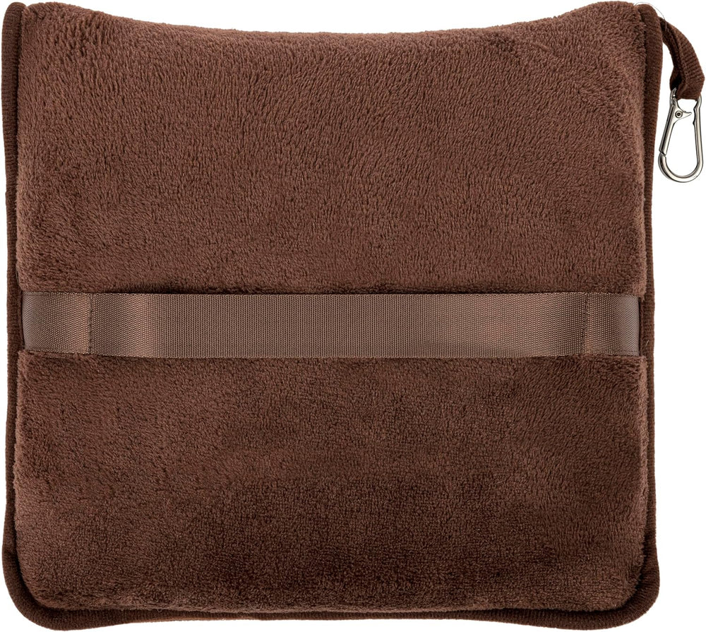 BlueHills Premium Soft Travel Blanket Pillow Air Plane Essentials - Brown