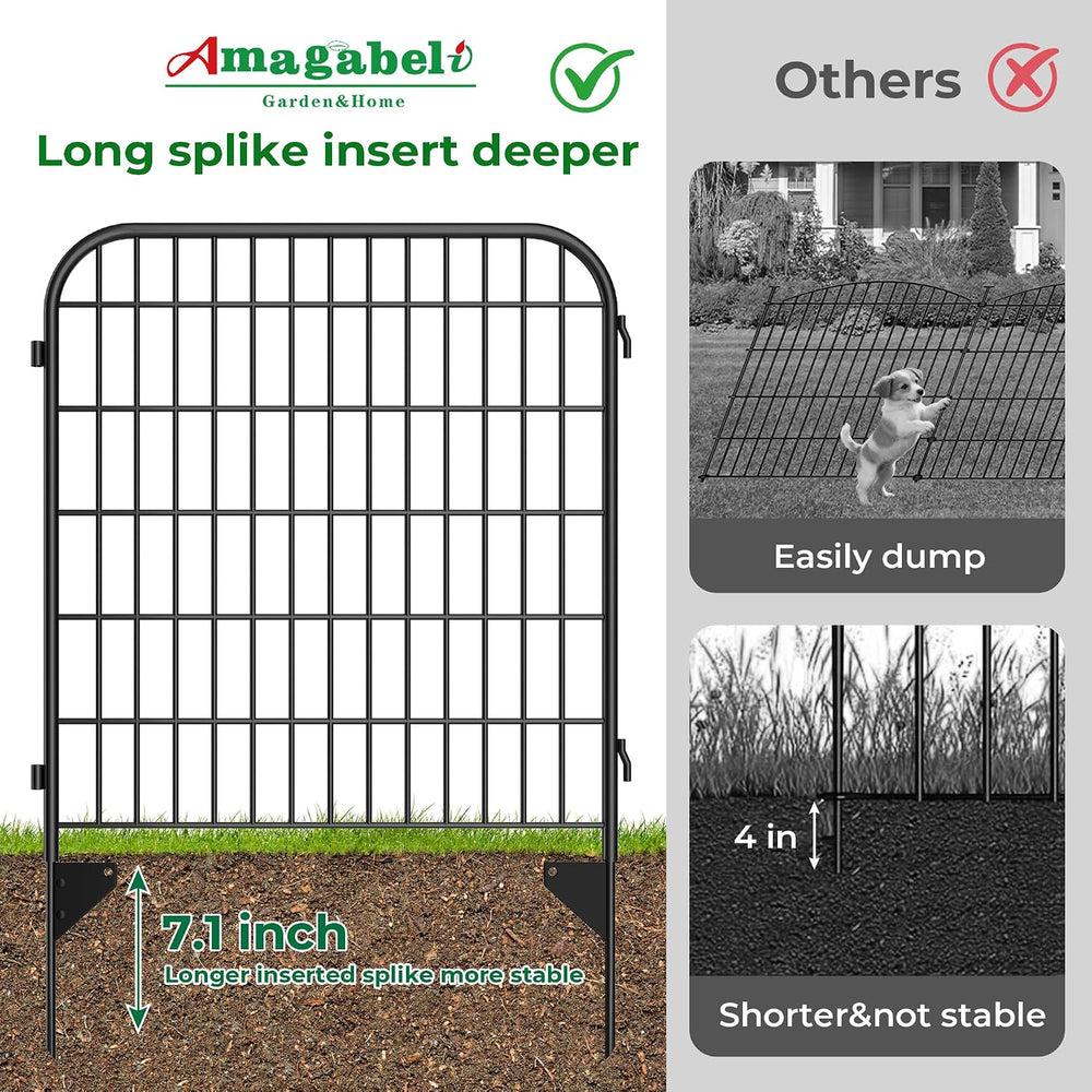 AMAGABELI 6 Panels 32 in(H) X 15 ft(L) Decorative Garden Fence Gate,No Dig Do...