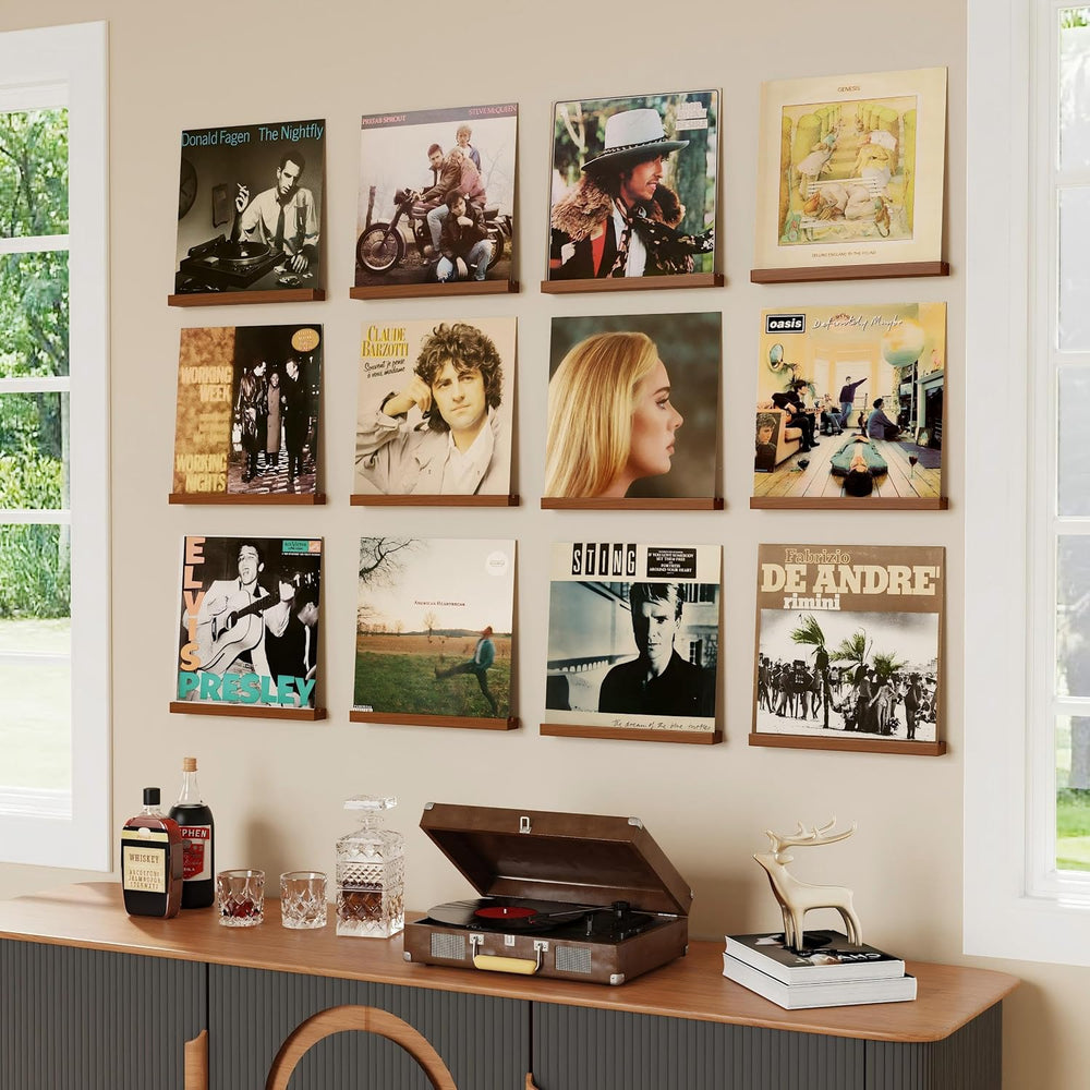 Emfogo Vinyl Record Shelf Wall Mount, 12 Pack Album Record Holder Wall, 12 in...