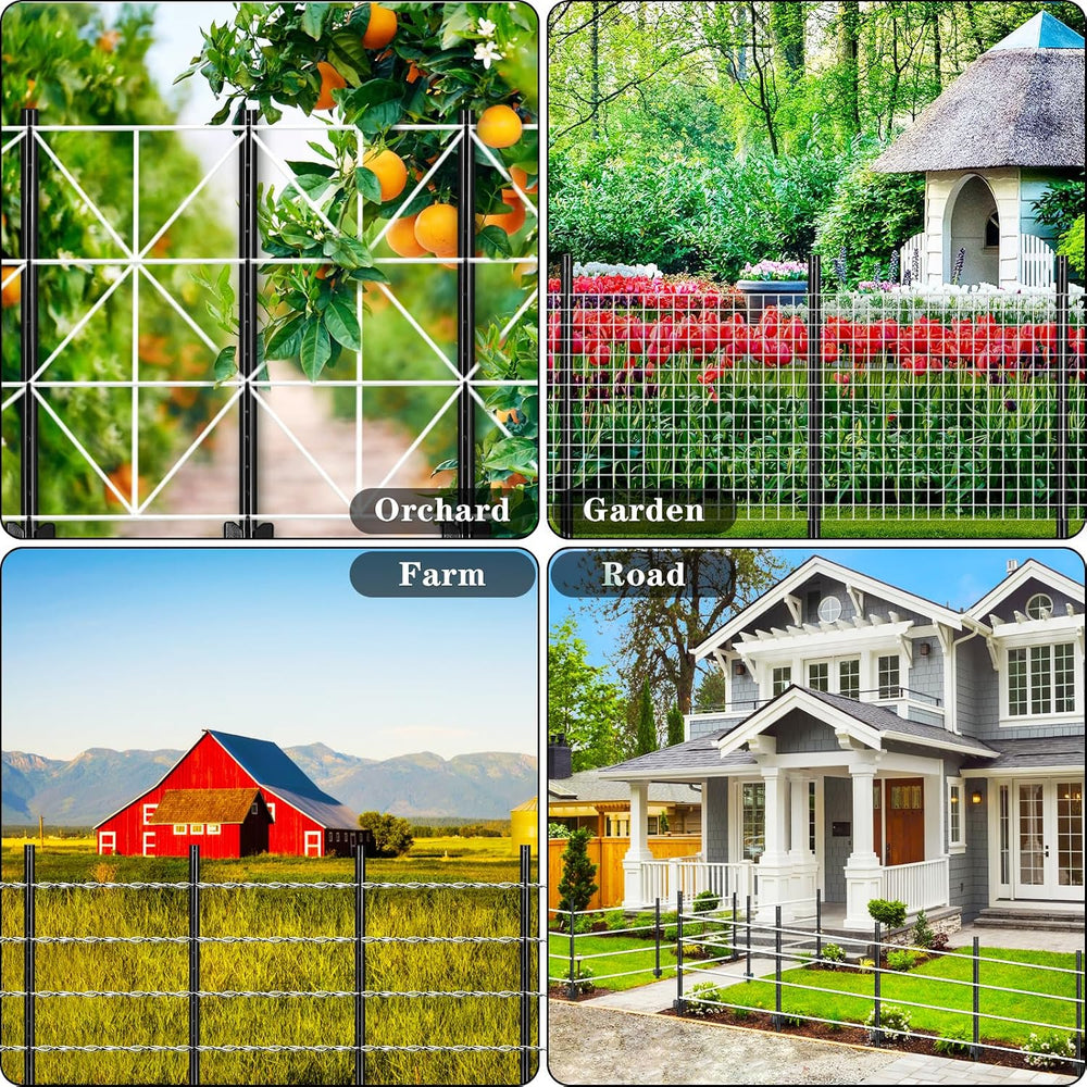 Gtongoko 10 Pack 4FT Heavy Duty Metal Fence Posts, Black U Channel No Dig Fen...