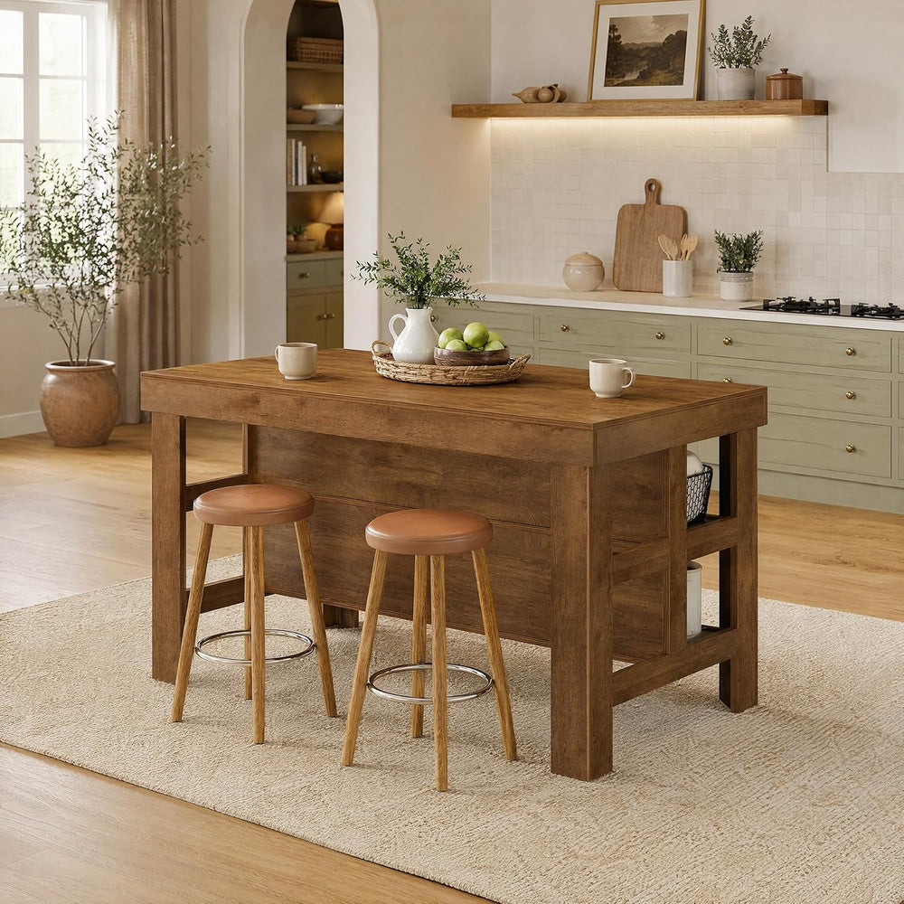 Tribesigns Kitchen Island with Storage Shelves (Vintage Brown)