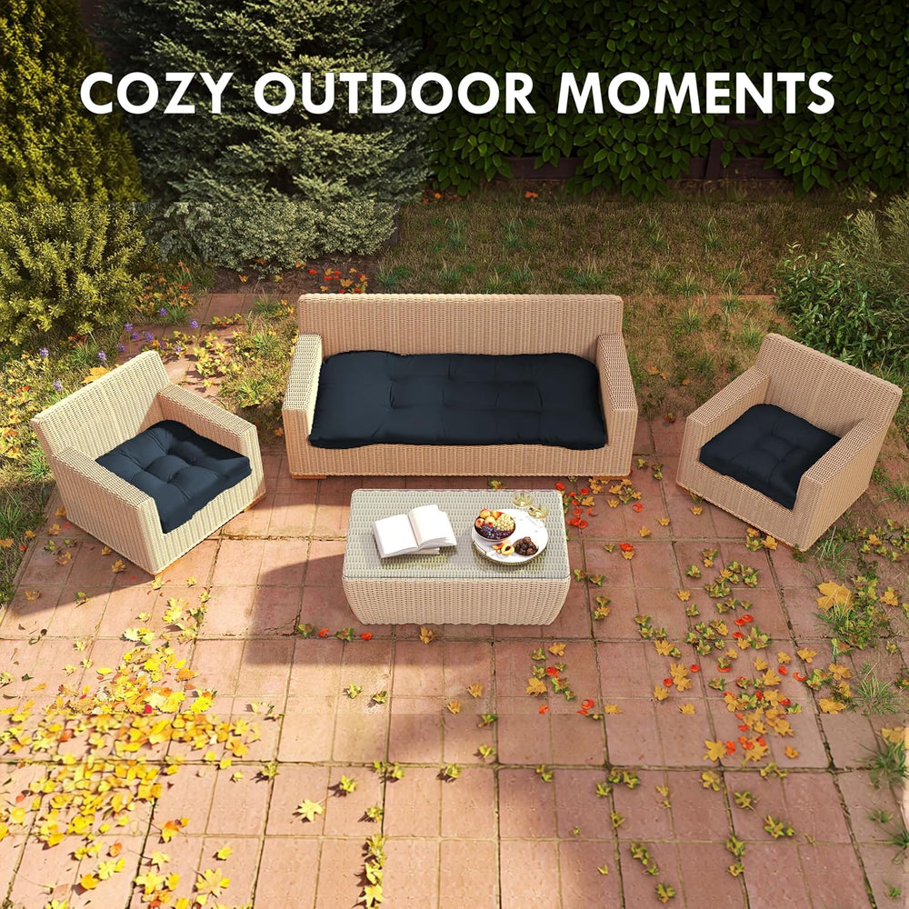 Outdoor Wicker Chair Cushions Set of 3, Waterproof Wicker Cushion for Patio F...