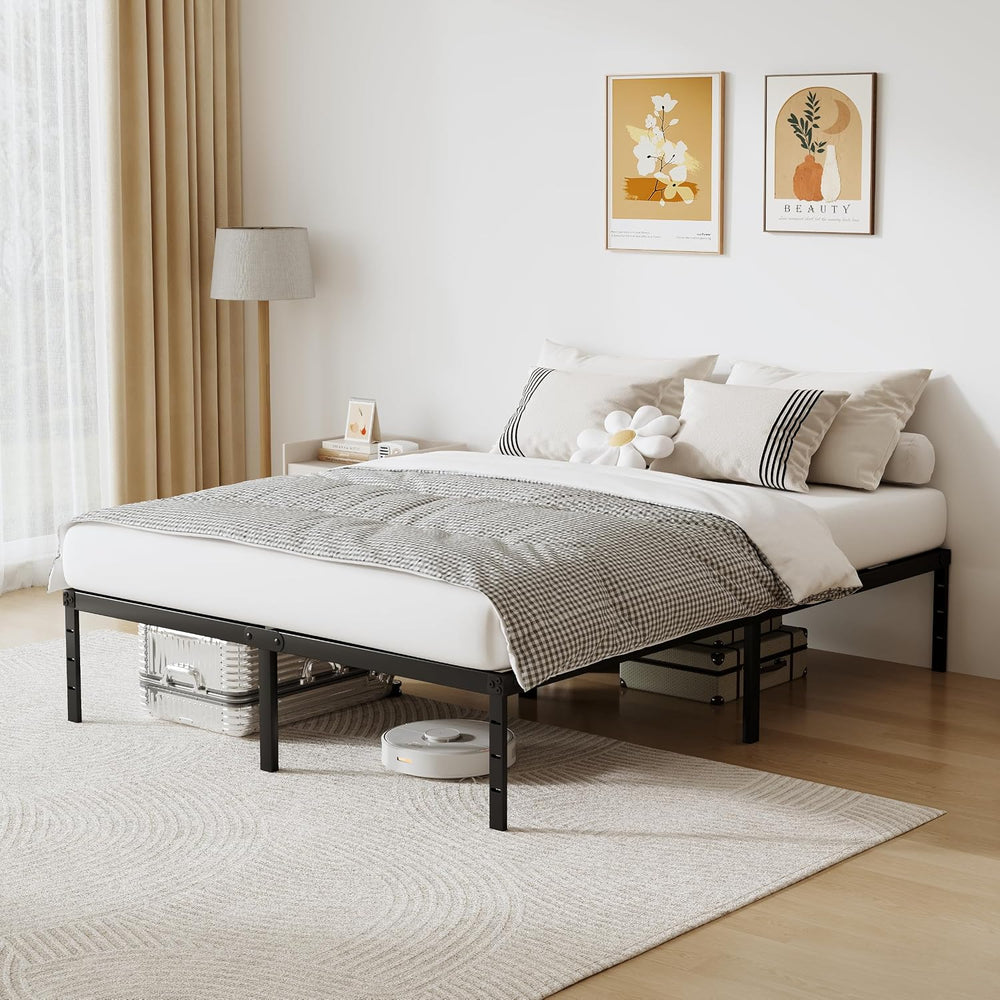 King Size Metal Platform Bed Frame 14 Inch Tall, No Box Spring Needed, Heavy ...