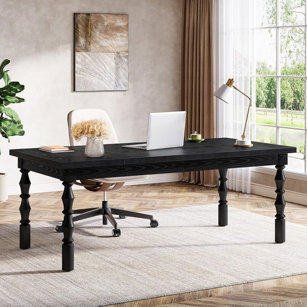 Tribesigns Large Black Executive Office Desk, 62.2" Farmhouse Computer Desk