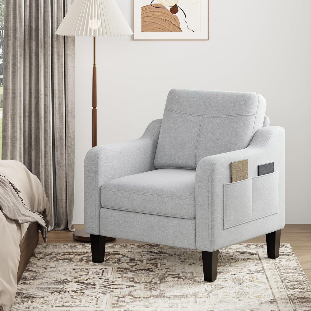 Upholstered Accent Chair with Foldable Side Table for Living Room
