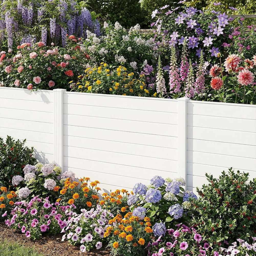 RELAX4LIFE Privacy Fence Screen, PVC Decorative Garden Fence Vinyl Fence Pane...