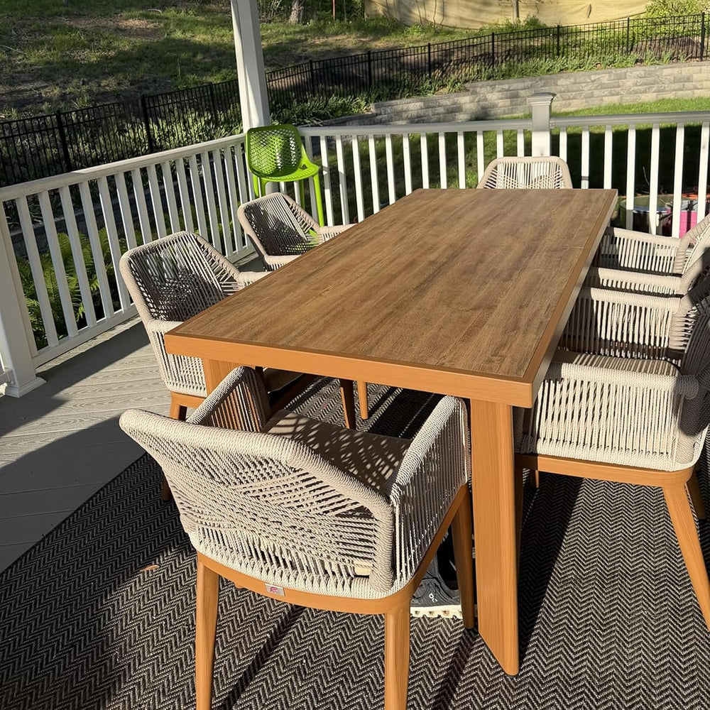 PURPLE LEAF Patio Dining Chairs Set 2 Pieces, Cushion and Arm, Deep Teak