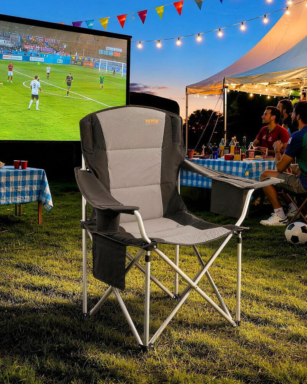 VEVOR Oversized Camping Folding Chair, Portable Heavy Duty Outdoor Quad Lumba...