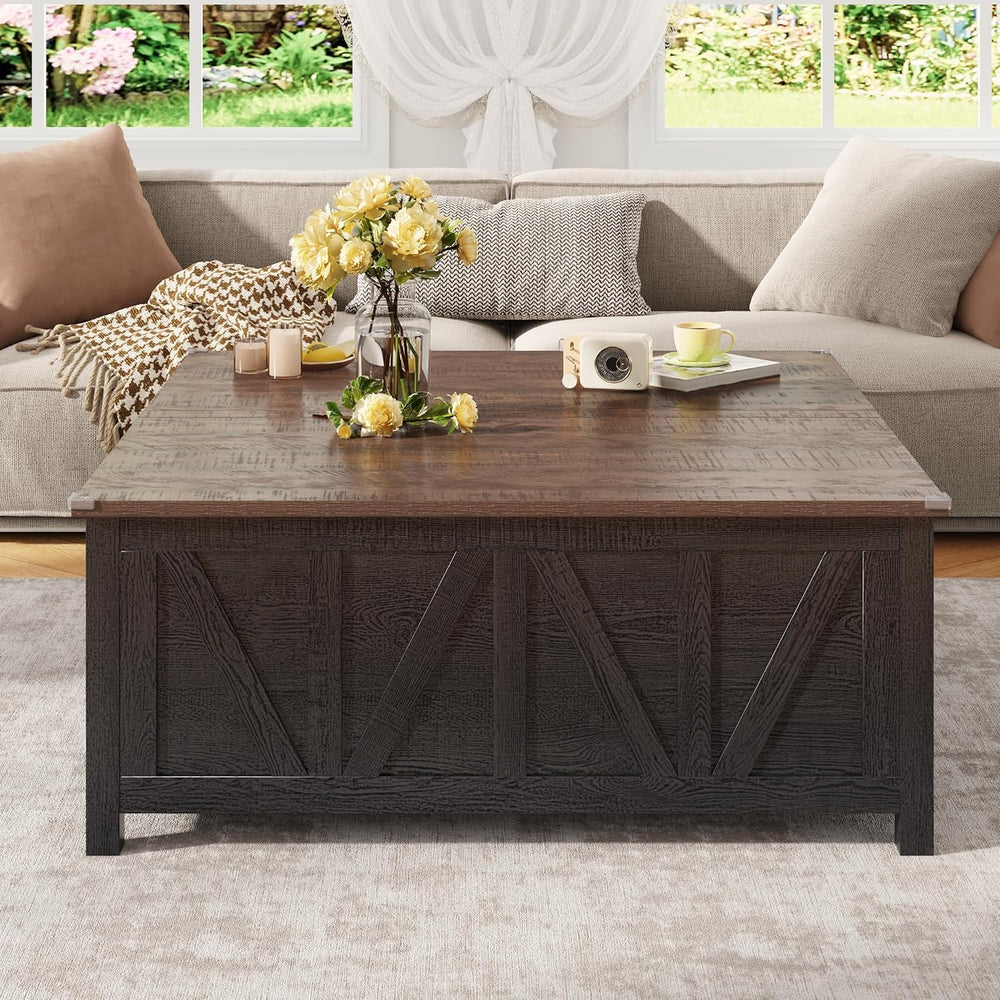 chartustriable 43.3“ Lift Top Coffee Table with Storage, Farmhouse Coffee Tab...
