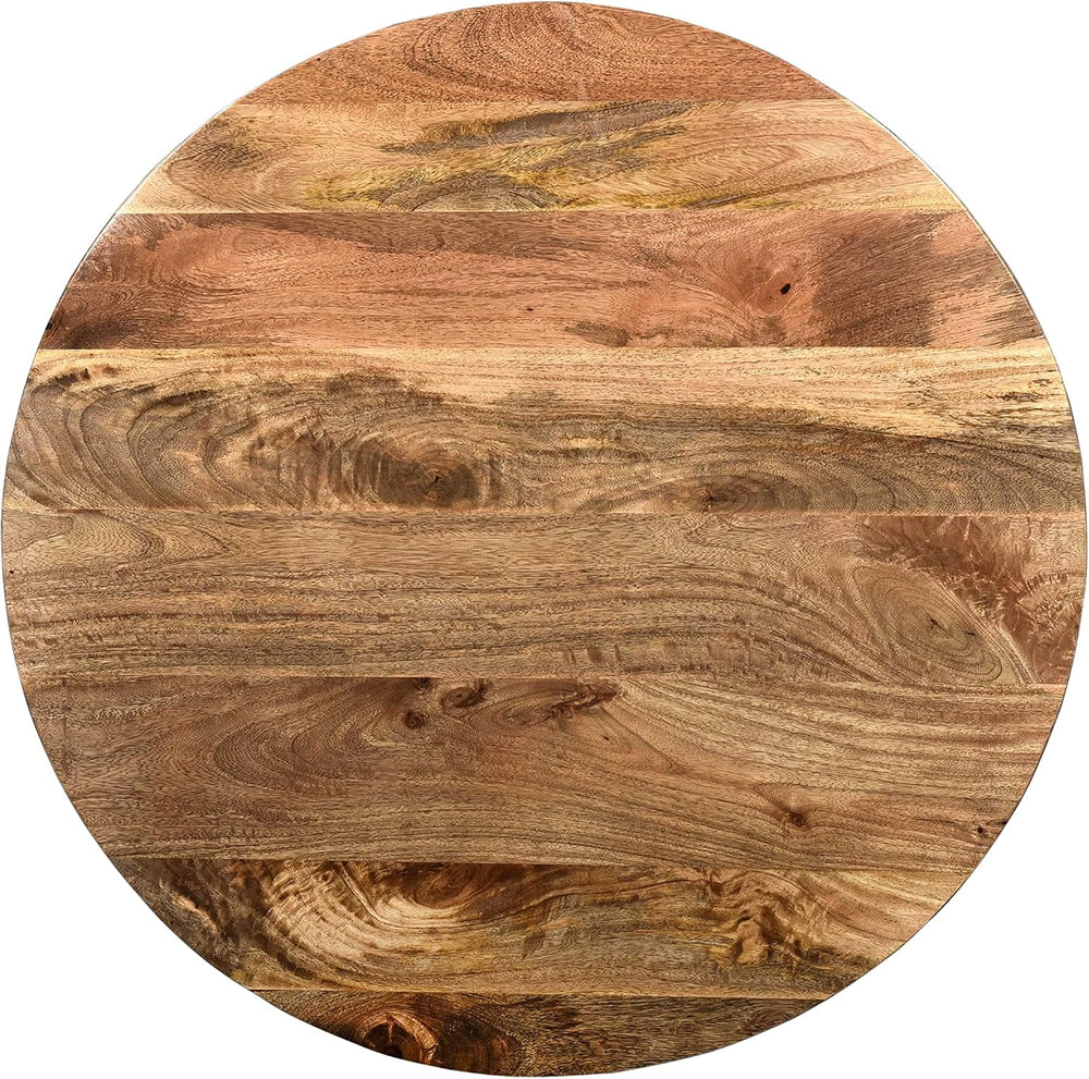 TUP THE URBAN PORT Arthur Mango Wood Round Coffee Table, Dark Brown