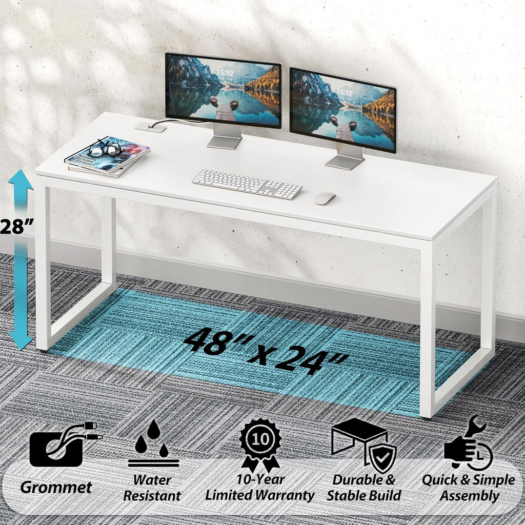 SHW 48-Inch Commercial-Grade Office Computer Desk, White