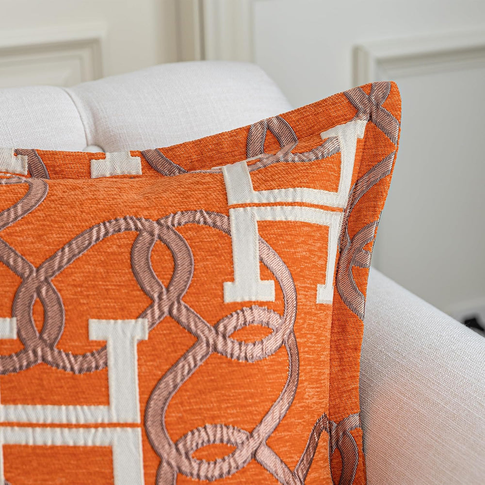 1 Piece Modern Letter H Throw Pillow Cover 20x20 Inch, Orange