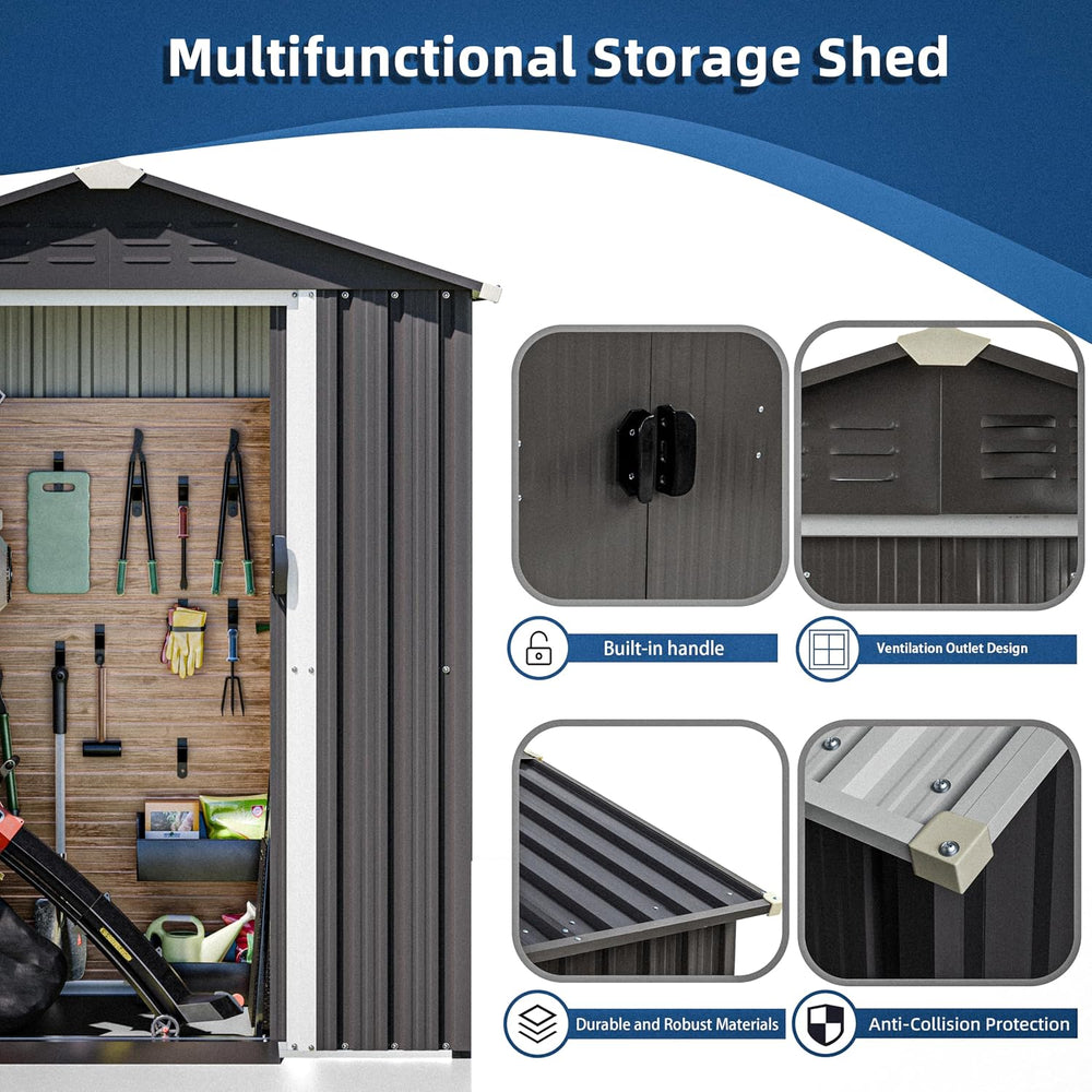 JY QAQA 5x3 FT Metal Outdoor Garden Storage Shed,Waterproof Metal Garden Shed...