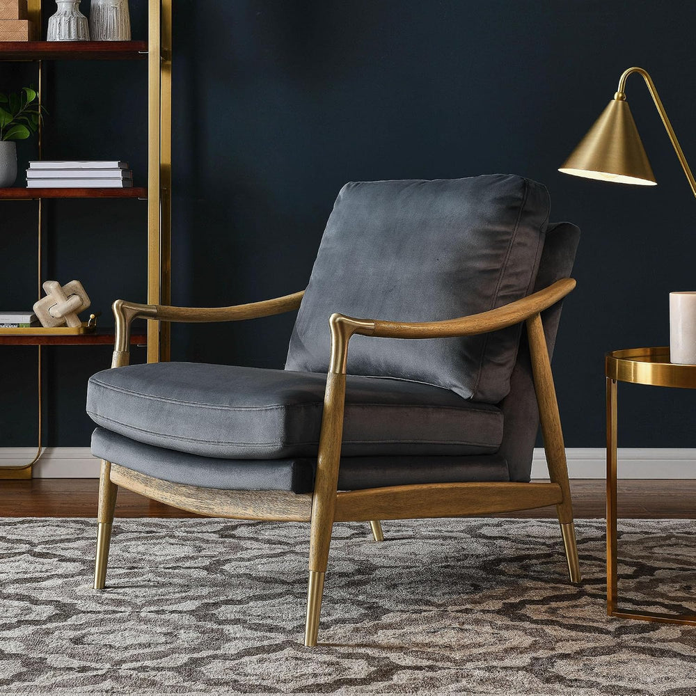 Modway Langford Stain-Resistant Performance Velvet Armchair – Mid Century Mod...