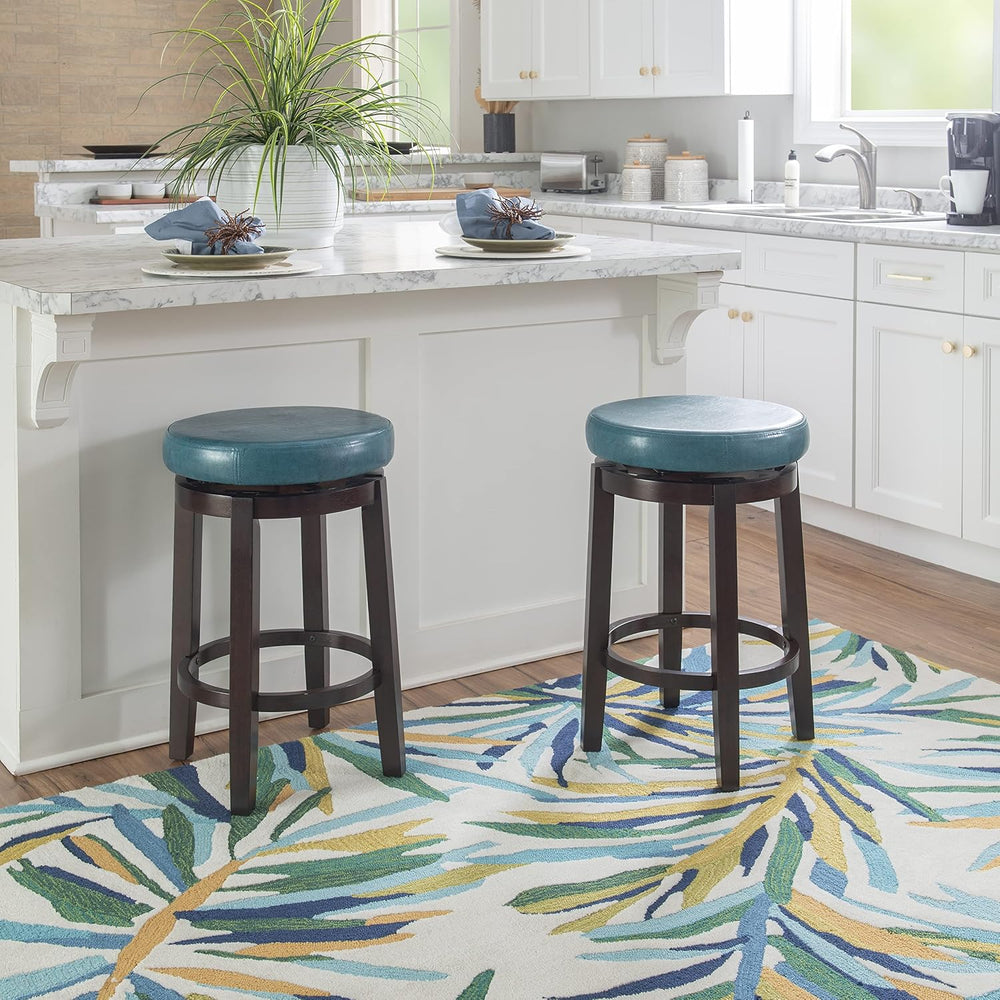Linon Maya Counter, Brown Stool, 24", Teal