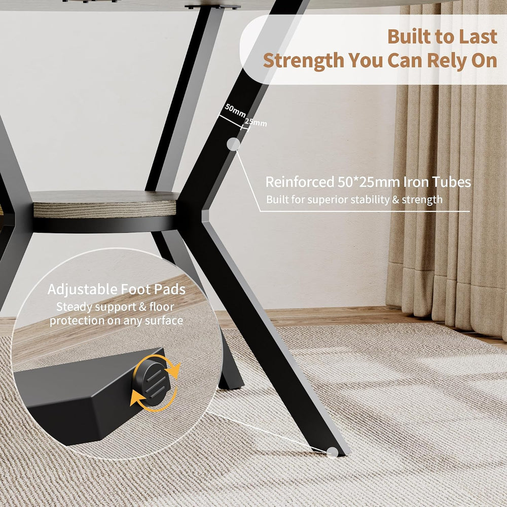 Round Dinner Table for 4, 42 Inch Kitchen & Dining Room Table with Storage