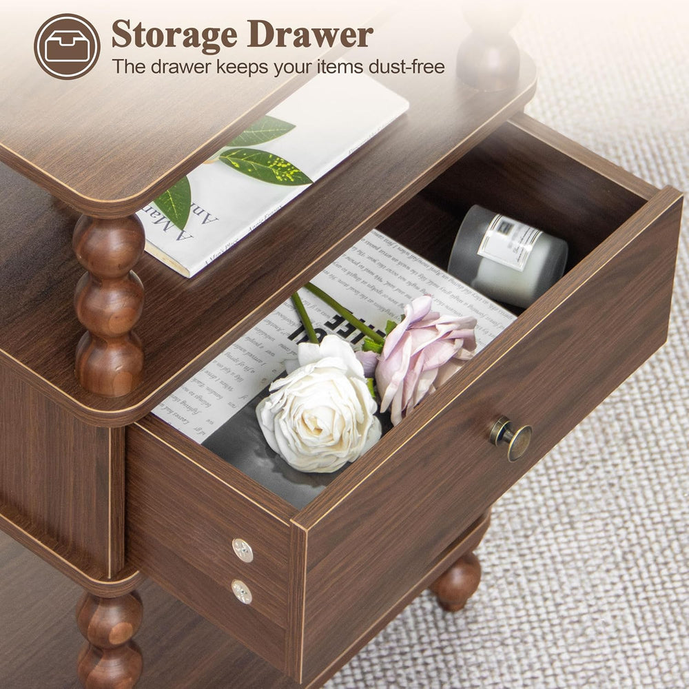 AWASEN Mid Century Modern Nightstand, Bedside Table with Storage, End Table