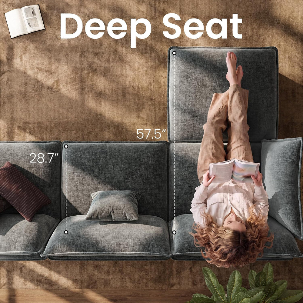37" Chenille Oversized Sofa Chair with Movable Ottoman, Chair & Otto...