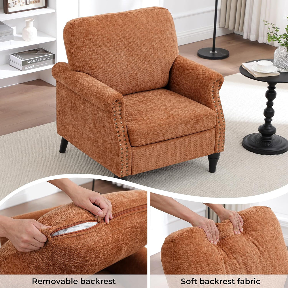 Accent Chair for Living Room, Modern Mid Century Reading Chair Armchair High ...