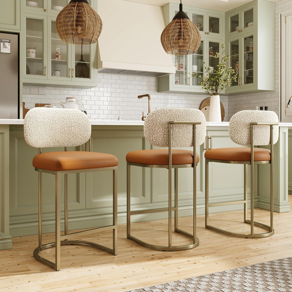 MAISON ARTS Counter Height Bar Stools Set of 4, Kitchen Barstools with Back