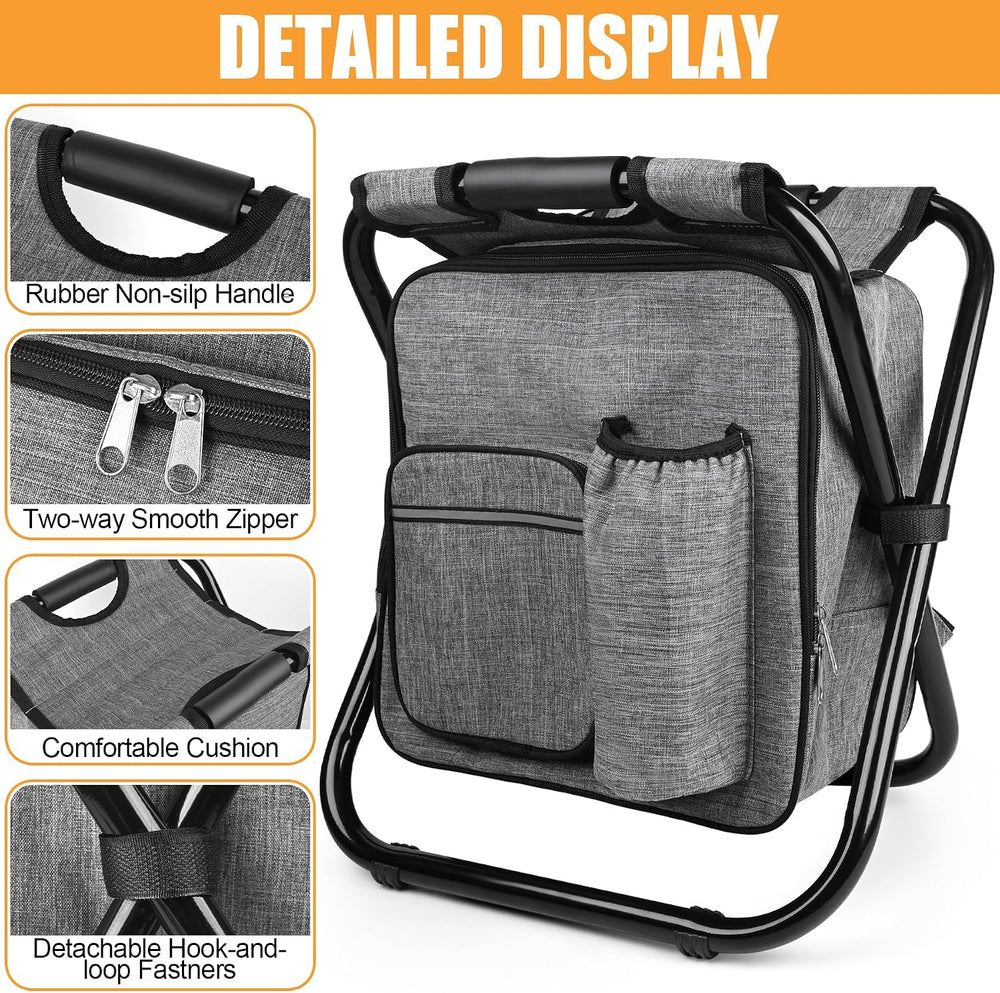 Kikerike Backpack Stool Cooler Chair Heavy Duty 300 LBS Max Load Portable Lig...