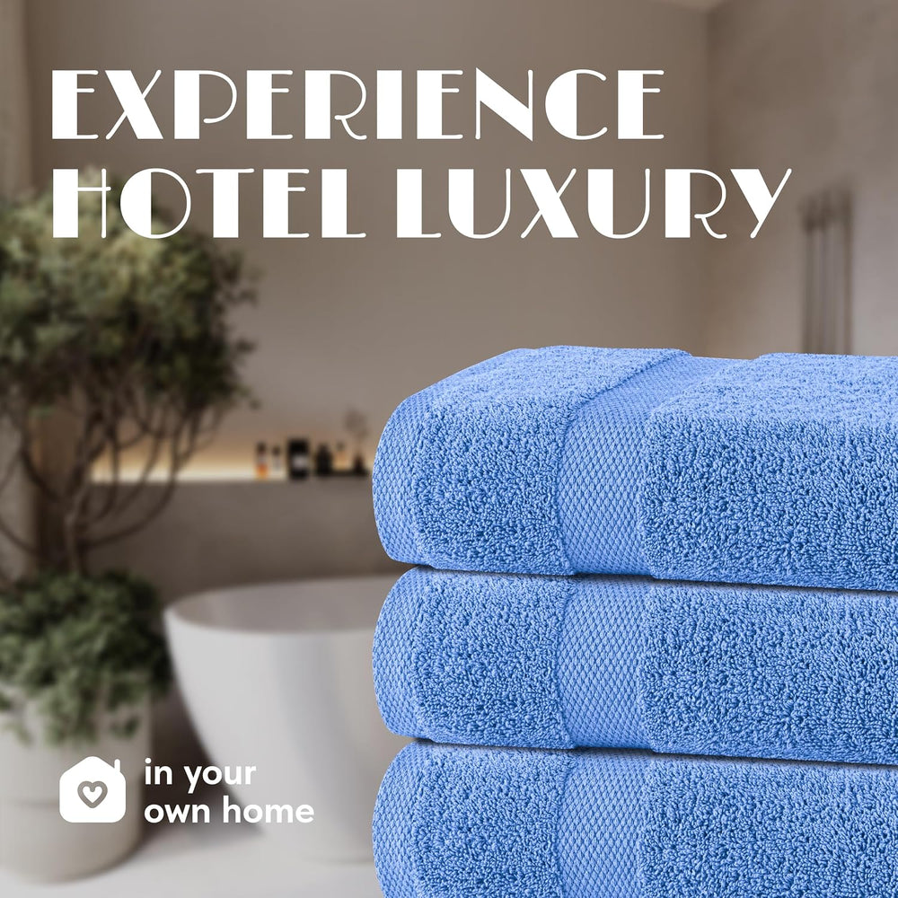 Wealuxe Light Bliue Bath Towels 24x50 - 6 Pack, Extra Absorbent 100% Cotton
