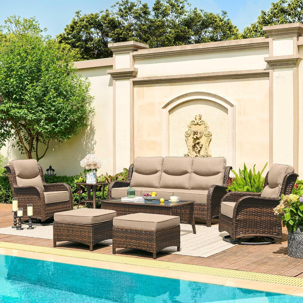 HILLGA Luxury Outdoor Patio Furniture Set with 6-Inch Thick Cushions