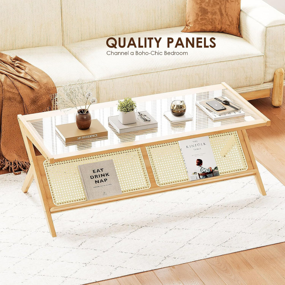 Bamworld Rattan Coffee Table Mid-Century Modern Coffee Table BambooTable