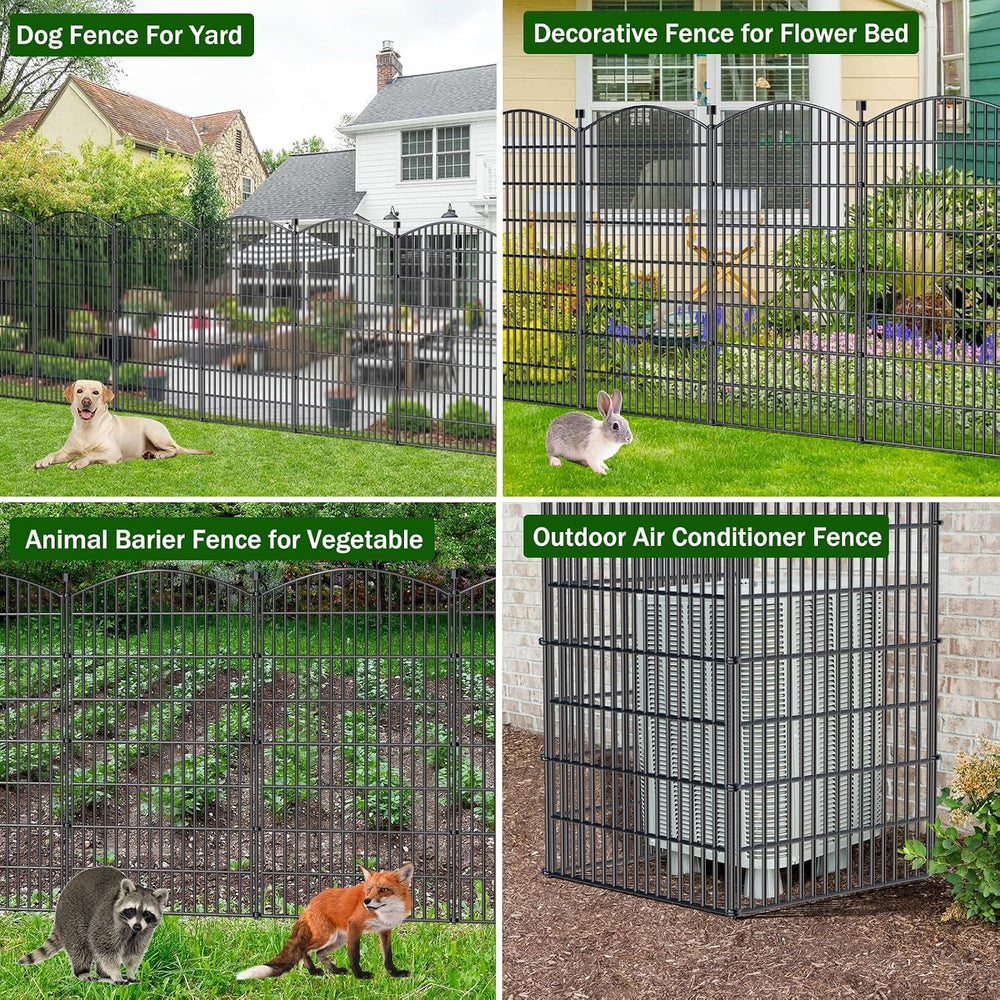 10 Panel No Dig Decorative Garden Fence 48" H x 22.6'L Outdoor Dog B...