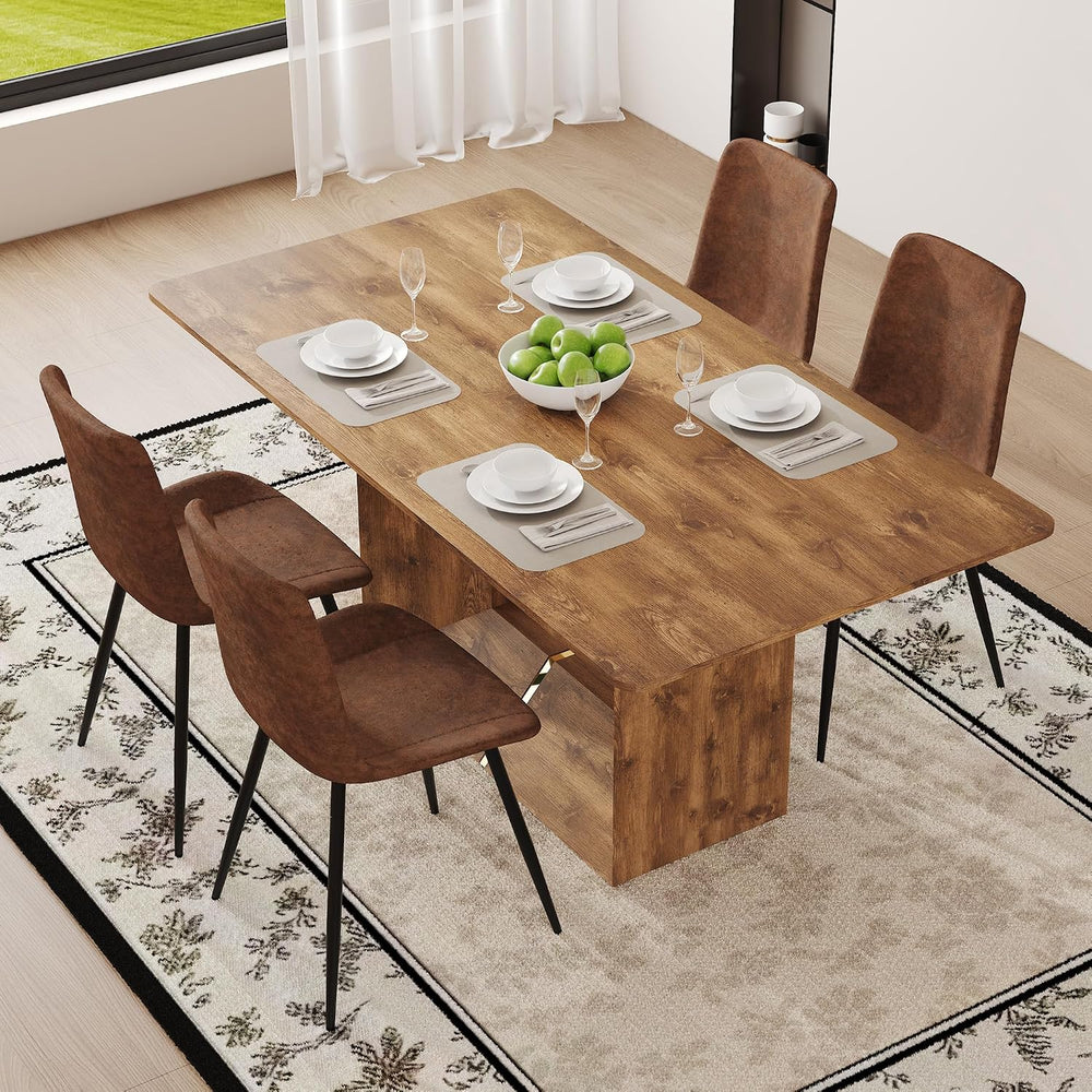 63'' Dining Table Set for 4, Wooden Dining Table Set with Chairs