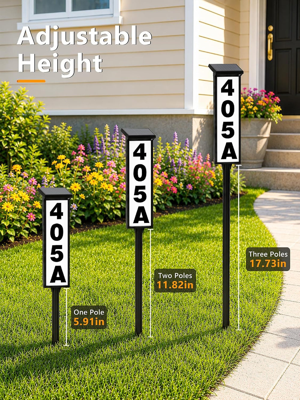 ODEETRONIC Solar Address Sign for Outside, 3 Colors LED House Number Light
