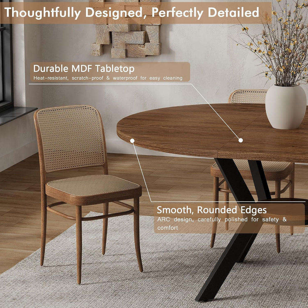MECHYIN 42"-58" Extendable Round Dining Table for 4-6,with Storage ...