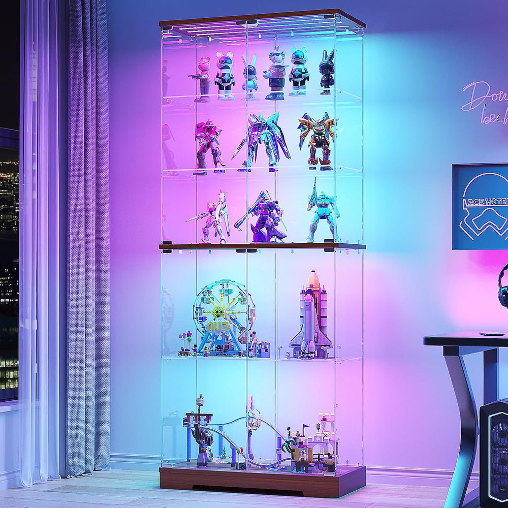 Vlsrka 71" Tall Glass Display Cabinet with RGB Lights and Motion Sensor