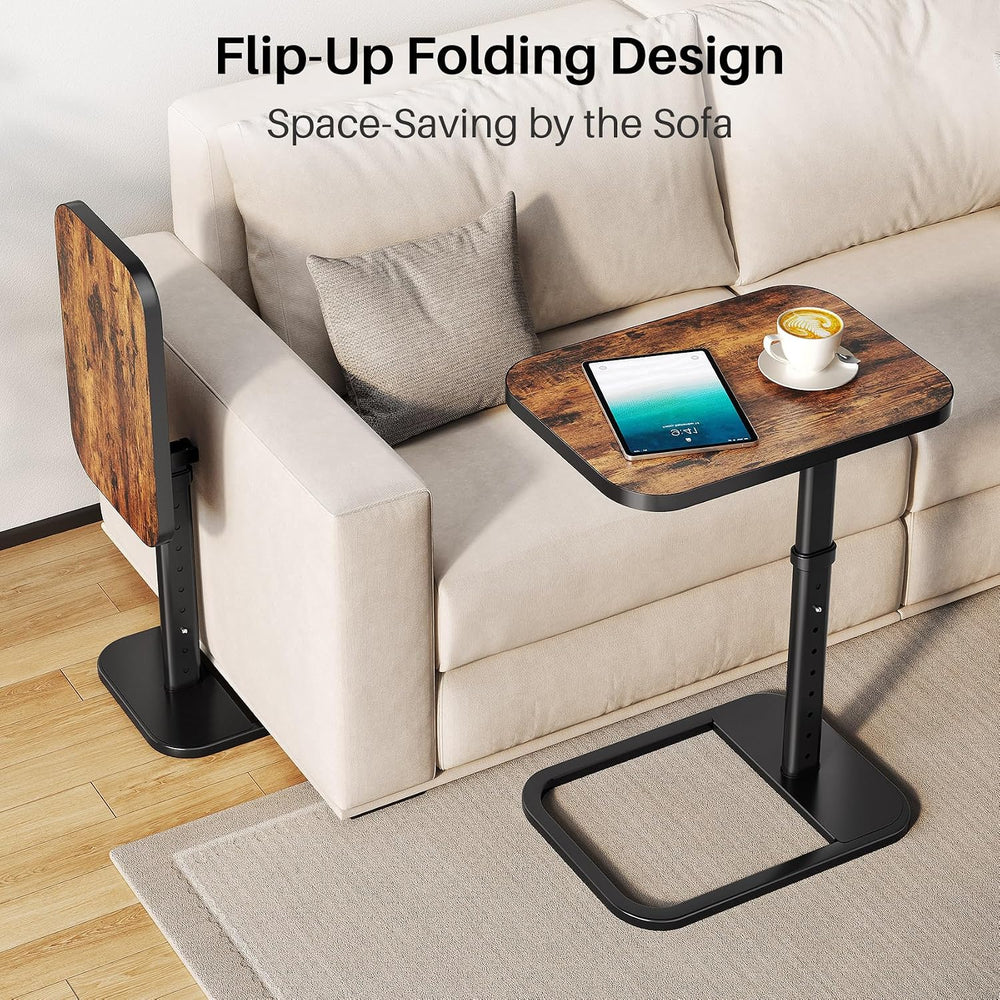 Adjustable Height TV Tray Table for Couch, Flip-Top Design